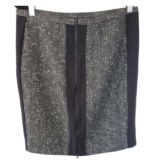Narciso Rodriguez Black Grey Tweed Mini Pencil Skirt Office Boss Lady Sz 10 - Picture 5 of 11